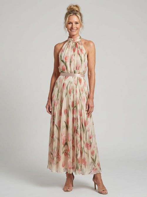 Aurora | Vestido Medio Floral con Escote alto™