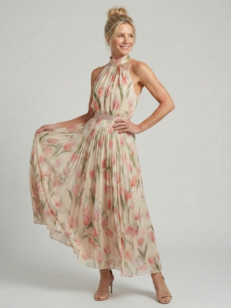 Aurora | Vestido Medio Floral con Escote alto™