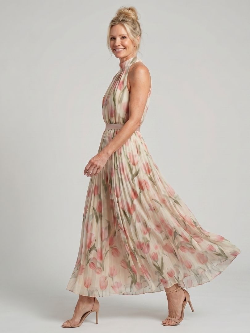 Aurora | Vestido Medio Floral con Escote alto™