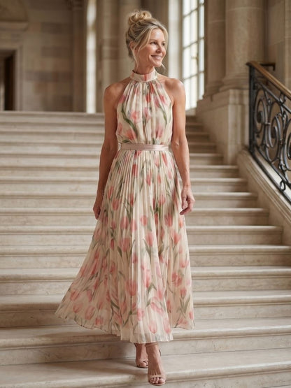 Aurora | Vestido Medio Floral con Escote alto™