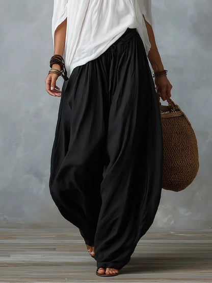 Julia - Conjunto de top en blanco con hombros descubiertos y pantalones holgados