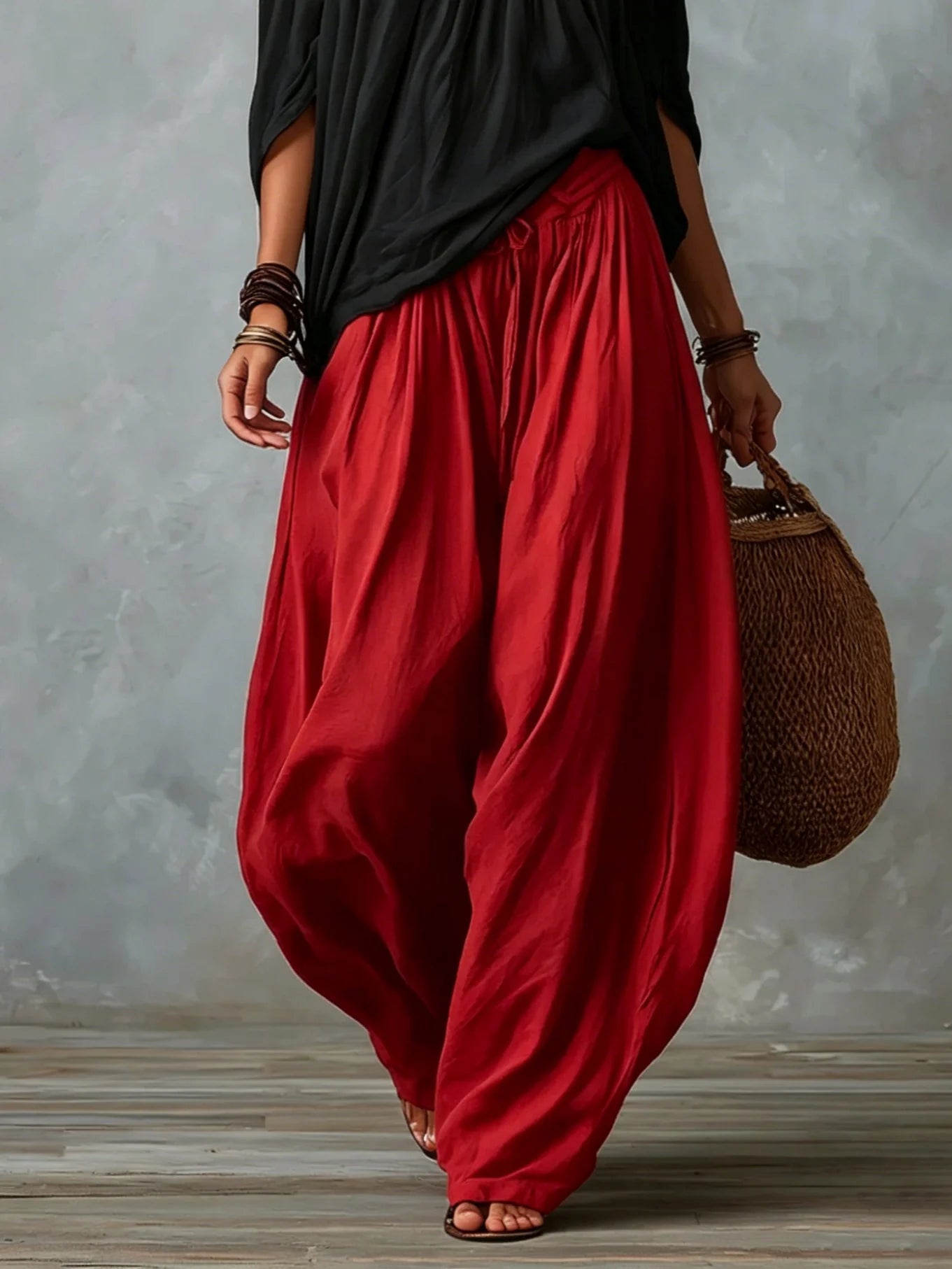 Julia - Conjunto de top en blanco con hombros descubiertos y pantalones holgados