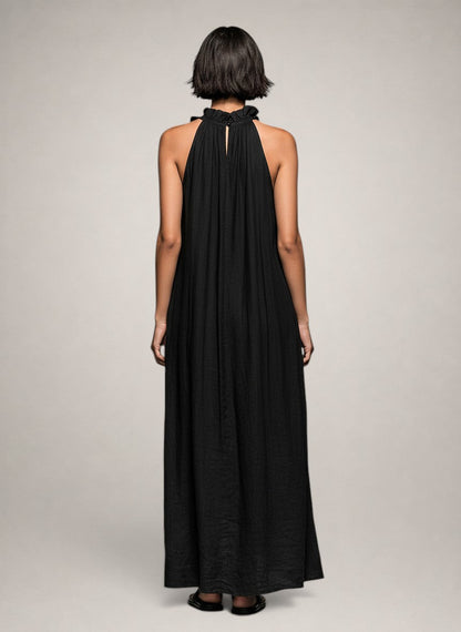 Elena | Vestido Largo de Lino sin Mangas con Volantes™