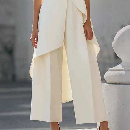 Valeria | Mono elegante con top drapeado de cuello alto