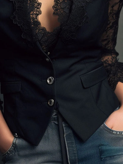 Noemi | Chaqueta negra con mangas semitransparentes