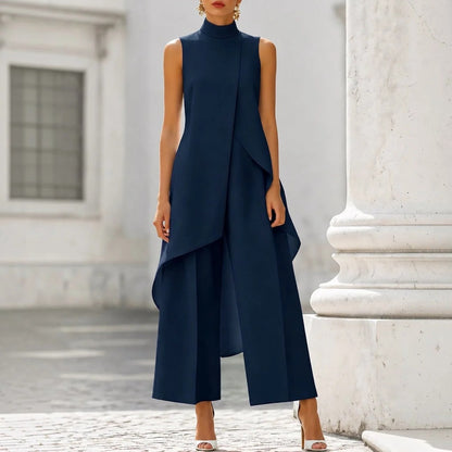Valeria | Mono elegante con top drapeado de cuello alto
